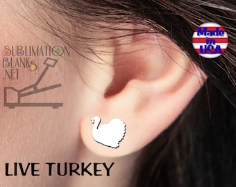 LIVE TURKEY Ohrringe Ohrstecker Ohrringe SUBLIMATION Rohlinge Großhandel Holz Ohrringe Schmuck Rohlinge Urlaub Ohrringe Thanksgiving Ohrringe Stud