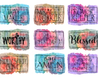 CHRISTIAN DESIGNS, PNG, Watercolor, Sublimation Designs Downloass, Christian Bundle, Christian quotes, worship song, Religious