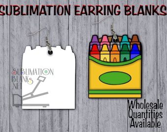 SINGLE Sided SUBLIMATION Blanks Teacher Earrings Crayons Back to School Wholesale Cute Earrings Dangle & Drop Earrings Jewelry Blanks DIY