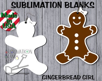 Ds Sublimation Blanks GINGERBREAD GIRL DOUBLE Sided Dangle Earring Blanks Bulk Wholesale Prices Christmas Earrings Jewelry Diy