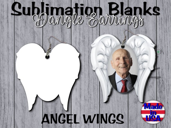 DOUBLE Sided SUBLIMATION Blanks ANGEL Wings Earrings in Memory