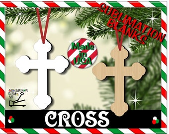 Double Sided CROSS Christmas Ornament Sublimation Blanks Picture Ornament Photo Gift Christmas Decor Christian Ornaments Religious Ornaments