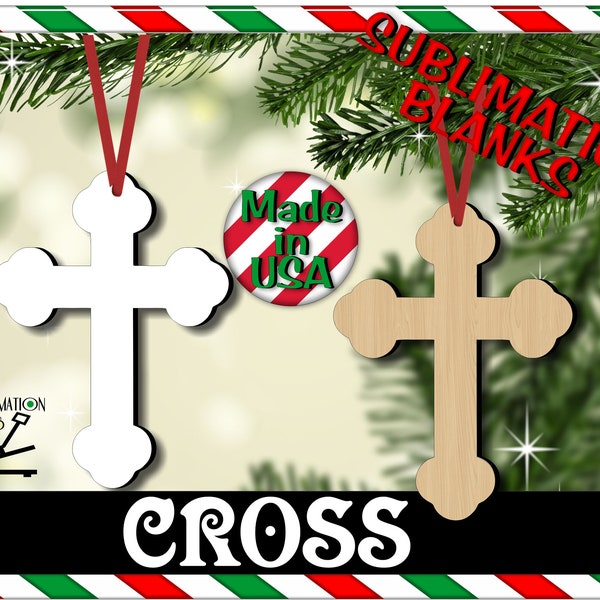 Double Sided CROSS Christmas Ornament Sublimation Blanks Picture Ornament Photo Gift Christmas Decor Christian Ornaments Religious Ornaments