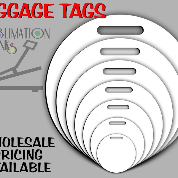 Round, Circle, Single Sided, Sublimation Blanks, Luggage Tags,  Wholesale Blanks, Bag Tag Blanks, Car Charm, Ornament Blanks, Sublimation