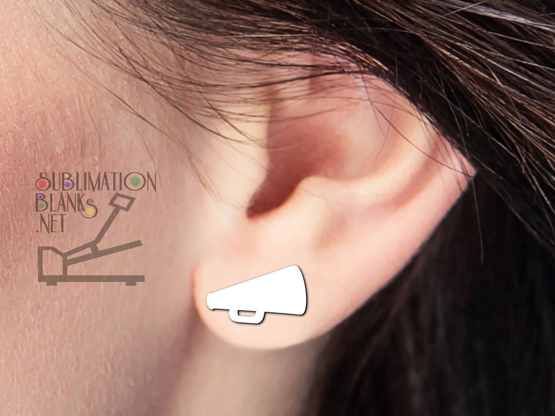 CHEER Megaphone STUD Earrings SUBLIMATION Blanks Single Sided Bulk Wholesale Earrings Cute