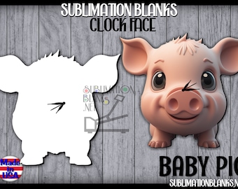 CLOCK FACE, Sublimation Blanks, Piglet, Pig, Farmhouse Decor, Unisub, diy, Wall Decor, Gifts, wall clock, clock, home decor, wall art, diy