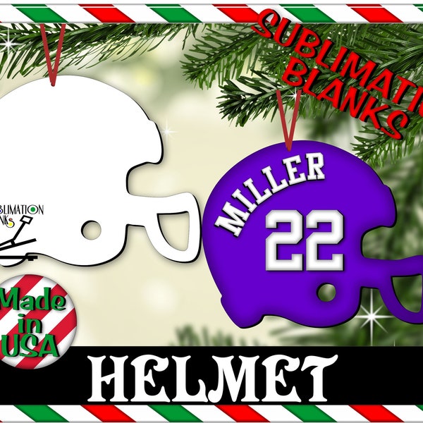 ss FOOTBALL HELMET SUBLIMATION Blanks Christmas Ornament Picture Ornament Photo Gift Christmas Decor Wholesale Football Coach Gift Diy