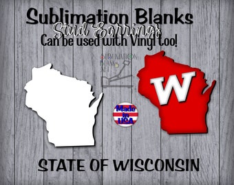 STUD Ohrringe WISCONSIN STATE Ohrringe Ohrstecker Sublimation Rohlinge Holz Ohrringe Rohlinge Stud mdf Schmuck Halskette Geschenke Decor Anhänger Unisub