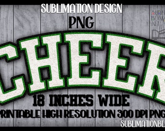 CHEER Png Faux Chenille Patch GREEN BLACK Glitter Team Mascot School Spirit Sublimation Designs Downloads Digital Printable Varsity Clipart