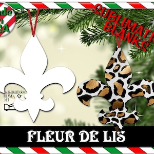 Adorno navideño de flor de lis de una sola cara, sublimación en blanco, adorno con foto, regalo navideño, decoración de Santos de Luisiana, regalos cajún, bricolaje