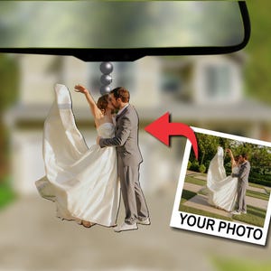 Photo Ornament PERSONALIZED CUSTOM HANGING Gift Car Decor Bag Tag Car Charm Purse Charm Car Accessories Christmas Ornament Wedding Bride