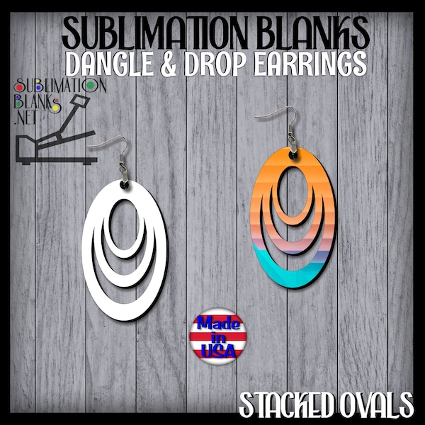 ss SUBLIMATION BLANKS EARRINGS Stacked OVALs Dangle Earrings Wholesale Unique Earrings Cute Earrings jewelry Fun Earrings Handmade Diy