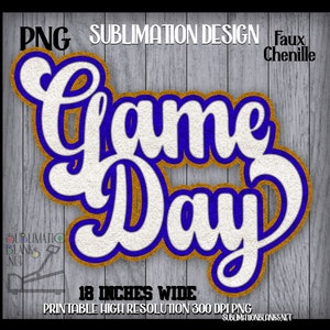 GAME DAY Png Faux Chenille Patch Blue and Gold School Spirit T Shirt Design Sublimation Designs Downloass Digital Download Printable diy