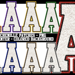 BUNDLE Faux CHENILLE Alphabet Png Letters & Numbers Athletic Varsity Patches Font Printable Sublimation Design Downloads Digital Download