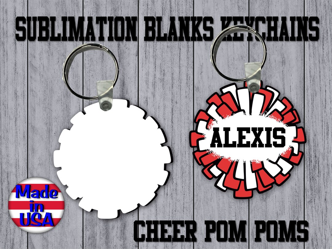 SINGLE Sided CHEER Pom Poms Keychains Sublimation Blanks Hardware Included Wholesale Prices