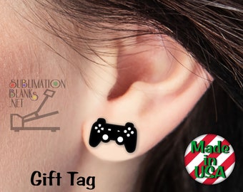 GAME CONTROLLER STUDs Earrings SUBLIMATION Blanks mens earrings Wholesale Earrings Cute Earrings jewelry Unique Earrings Gamepad Wood Diy