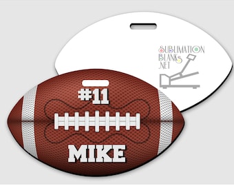 Ds FOOTBALL, BAG TAG,  Sublimation Blanks, Luggage Tag, Ornament, keychain, sublimation, car charm, name tag, id tag, zipper charm, blank