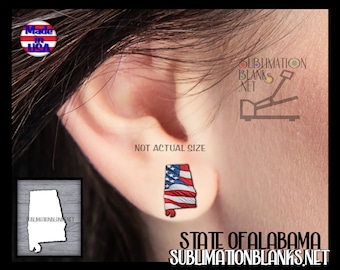 SUBLIMATION BLANKs State of ALABAMA Cutout Stud Earring Studs jewelry Cute Earrings Hardboard Unique Earrings School Spirit Do it yourself