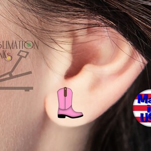 COWBOY BOOT Double Sided Earrings SUBLIMATION Blanks Wholesale Cute Earrings Dangle Earrings Jewelry Blanks diy Unique Earrings Fun Earrings image 6