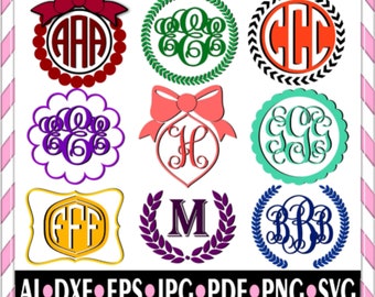 Monogram Frames, SVG, Png, Digital, Eps, Dxf, Pdf, Sublimation Designs Downloass, Printable Fonts, Printable Fonts, MONOGRAM svg files ,Diy