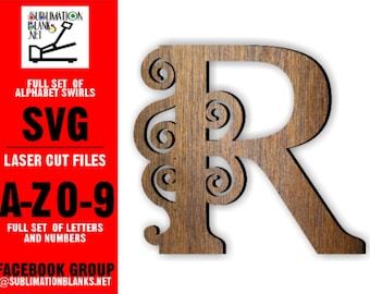 SVG, Alphabet, Swirl Letters, Cut Files, Cricut, Glowforge, Font, Letters and Numbers, Cricut Cut FIles, Download, Wooden Letter Patterns
