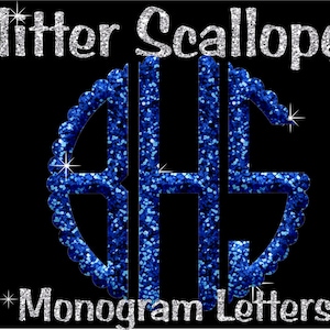 Png, Digital, Alphabet, BLUE GLITTER Scallop Monogram Font Large 10&quot; FontAlphabet Letters Scrapbook Digital Downloads DIY ,Diy