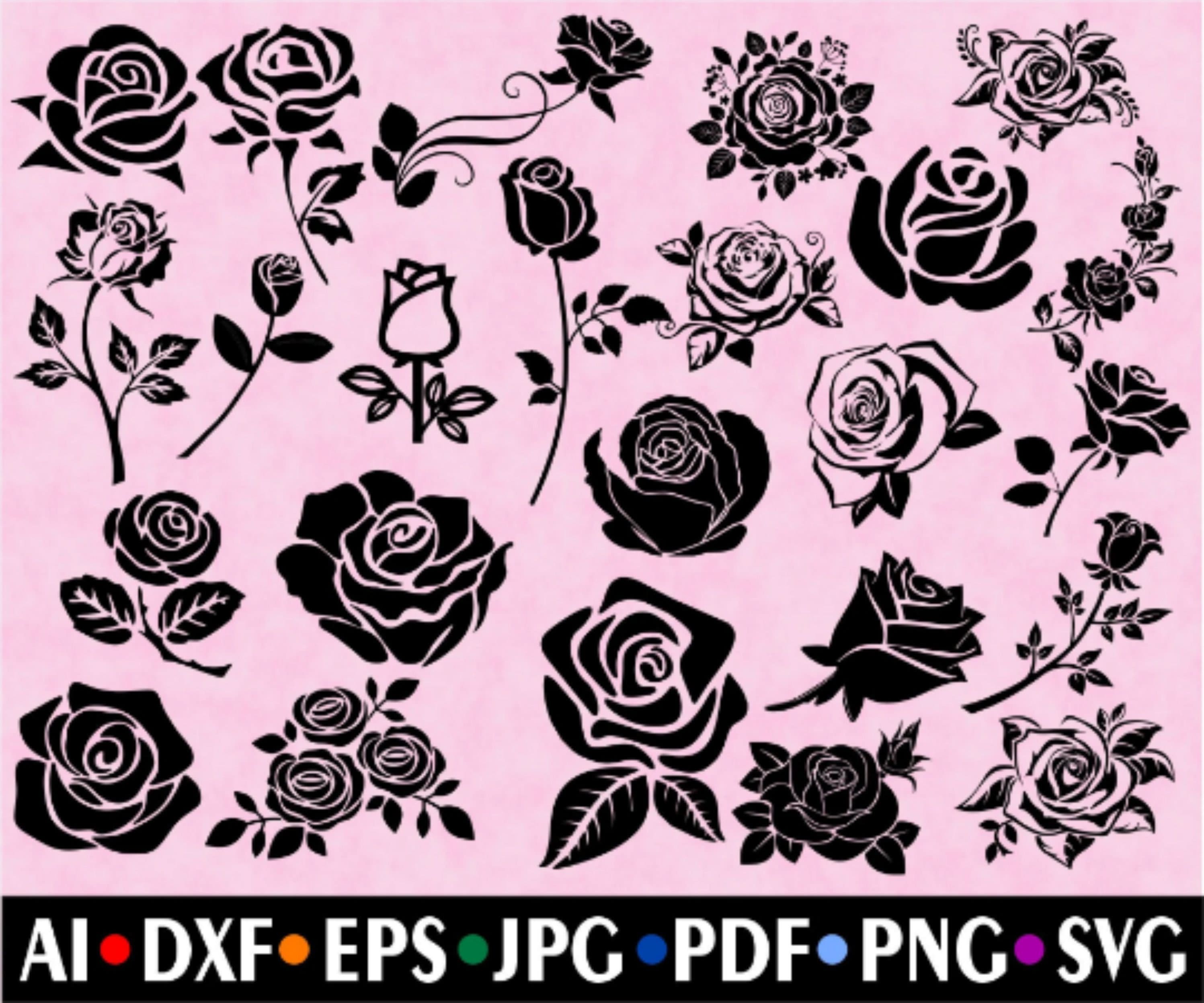 Roses SVG - Flower SVG - Rose Silhouette - SVG Cut Files - Rose Bundle ...