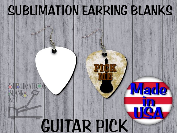 GUITAR PICK Earrings Double Sided SUBLIMATION Blanks Wholesale Cute Earrings  Dangle Earrings Jewelry Blanks Diy Country Western Jewelry 