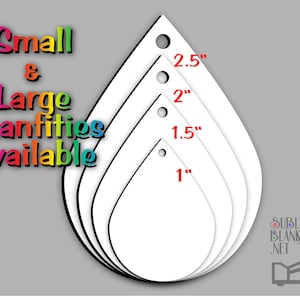 TEARDROP, Earrings, Sublimation Earrings, Sublimation Blanks, Dangle Earrings, Choose from Multiple Sizes, Single Sided, Mdf, Sublimation