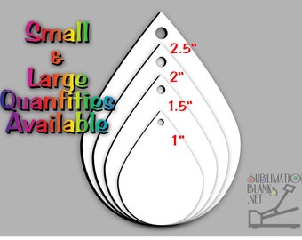 TEARDROP, Earrings, Sublimation Earrings, Sublimation Blanks, Dangle Earrings, Choose from Multiple Sizes, Single Sided, Mdf, Sublimation