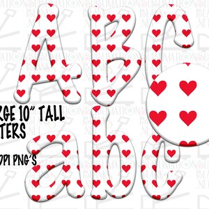 Alphabet, Sublimation Designs Downloass Red White Hearts, Alphabet PNG, VALENTINE Png, Font png, Letters, PNG, Monogramdigital download ,Diy