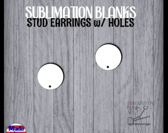STUD Earrings WITH HOLES Round Sublimation Blanks Earrings Single Sided Circle Earrings Bulk Wholesale Cute Earrings jewelry Wooden Blanks