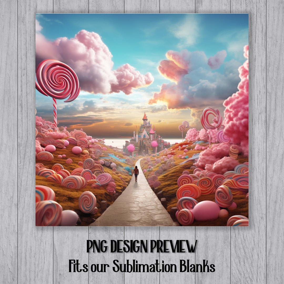 3d CANDYLAND Castle PNG Printable Candy Theme Clock Face Sublimation ...