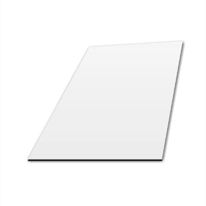 May include: A white, rectangular object with a black border, angled slightly to the right. The object appears to be a flat, smooth surface, possibly a piece of paper or a similar material. The image is set against a plain white background.