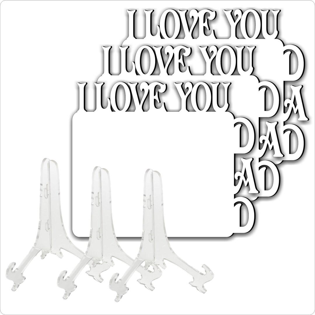 6pc Sublimation Blanks Picture Frames I LOVE YOU DAD 6pc 3 Frames & 3 ...