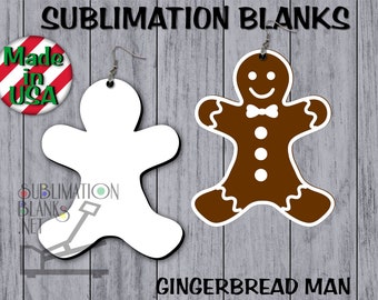 GINGERBREAD MAN Single Sided Dangle Earring Blanks Sublimation Blanks Sublimation Wholesale Prices Multiple Sizes Christmas Earrings Jewelry