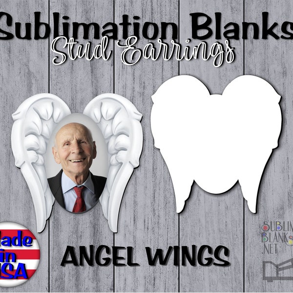 Sublimation Blanks Earrings ANGEL WINGS STUDs Earrings Jewelry diy Bereavement Memorial Rest in Peace funeral gift Loss Craft Blank Cutouts