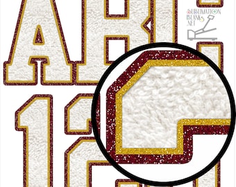 Maroon Gold Glitter, CHENILLE Letters, PNG, Patches, Varsity Alphabet, Glitter, Font, Sublimation Design Downloass, sublimation png, diy