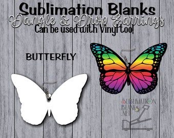Ss BUTTERFLY EARRINGS Sublimation Blanks Earrings Dangle & Drop Earrings Handmade jewelry Sublimate Butterfly Gifts Butterfly Pendant charm