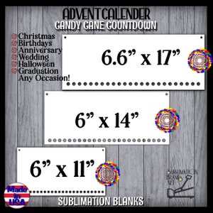 CANDY CANE COUNTDOWN Sublimation Blanks Advent Calendar Door Hangers Mdf Wood Hardboard Door Sign Candy Cane Holder Christmas Decoration