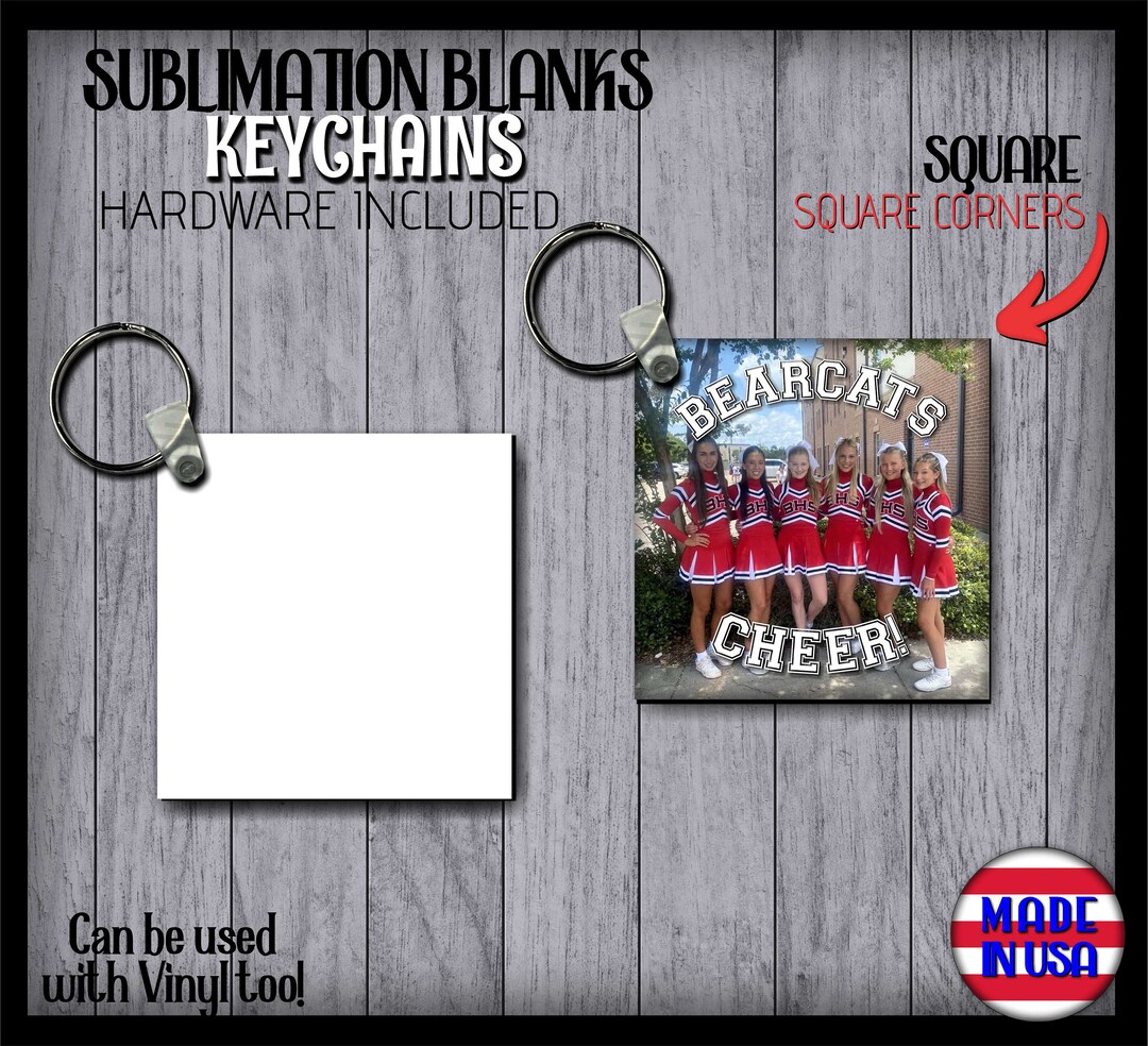 Sublimation Blanks SQUARE Keychain Hardware INCLUDED Square CORNERS
