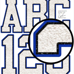 BLUE Black White Glitter, CHENILLE Letters, PNG, Patches, Varsity Alphabet, Glitter, Font, Sublimation Design Downloads, sublimation png