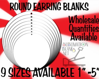 SINGLE SIDED, ROUND Earrings Sublimation Blanks Sublimation Earrings Wholesale Multiple Sizes tags Wood Rounds Handmade Jewelry Sub Blanks