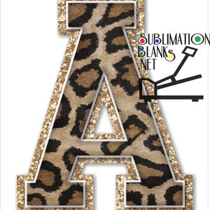 LEOPARD, CHENILLE Letters, PNG, Patches, Varsity Alphabet, Font, Glitter Font, Sublimation Design Downloads, gold glitter, fabric patches