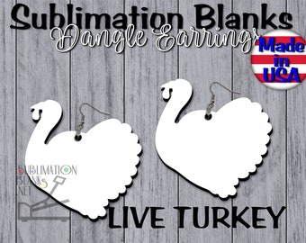 Single Sided LIVE TURKEY Earrings dangle SUBLIMATION BLANKs Wholesale Cute Earrings Jewelry Blanks Thanksgiving Earrings handmade Mdf diy