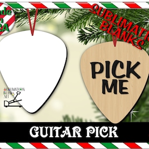 ss GUITAR PICK Christmas Ornament Sublimation Blanks Picture Ornament Photo Gift Christmas Decor Country Western Gifts custom guitar pick