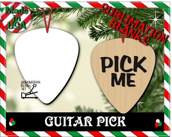 ss GUITAR PICK Christmas Ornament Sublimation Blanks Picture Ornament Photo Gift Christmas Decor Country Western Gifts custom guitar pick