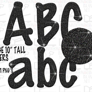 BLACK GLITTER Png Font Png Sublimation Designs Downloass  Letter Bundle Scrapbook Alphabet Pack Clipart sublimation png files for cricut