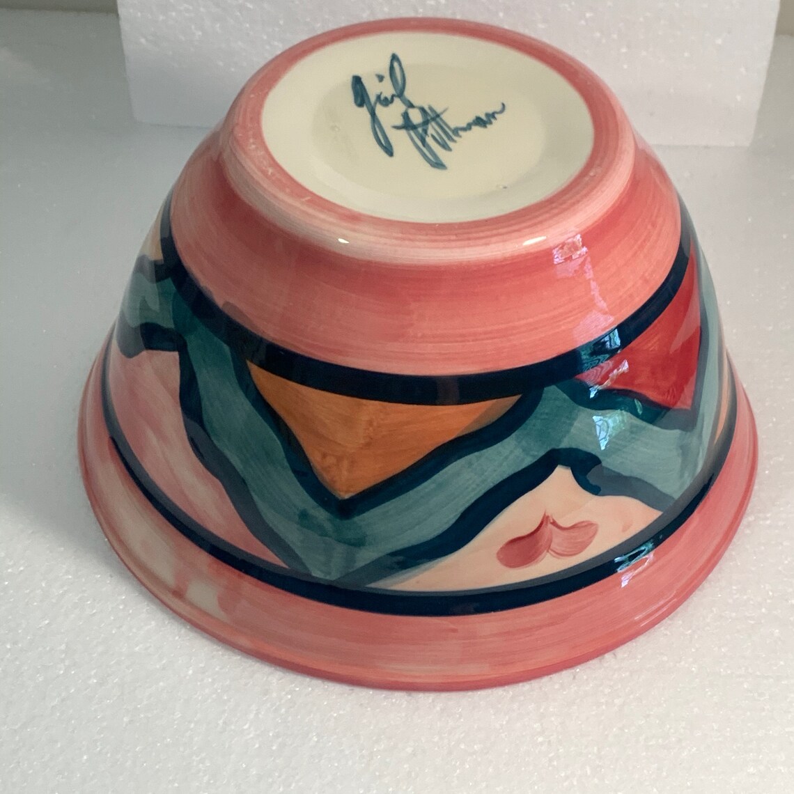 Gail Pittman Pottery Bowl Pink Azalea Pattern Discontinued Etsy