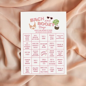 Tropical Palm Springs Bachelorette Drinking Game | Flamingo Pool Party Bachelorette Bingo Game | Bach and Boozy Pool Drinking Game